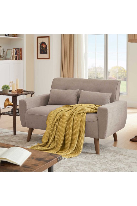 Loveseat Double Seat Sofa Couch with 2 Throw Pillows, Modern Creative Small Couches Love Seat for Living Room Apartment Bedroom Small Space Office Studio
