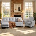 thumbnail image 1 of Soscana Sectional Sofa Set with Storage Ottoman and Accent Chair,Living Room 3 Seat L Shaped Couch and Single Chair Armchair,Living Room Furniture Set for Home Apartment Office Studio, 1 of 7