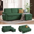 thumbnail image 1 of Soscana Sectional Sofa with Reversible Storage Chaise,Sleeper Sofa Couch Pull Out Bed 2 in 1,3 Seat L Shaped Sectionals with Side Pockets for Living Room Apartment Office Studio,Green, 1 of 7