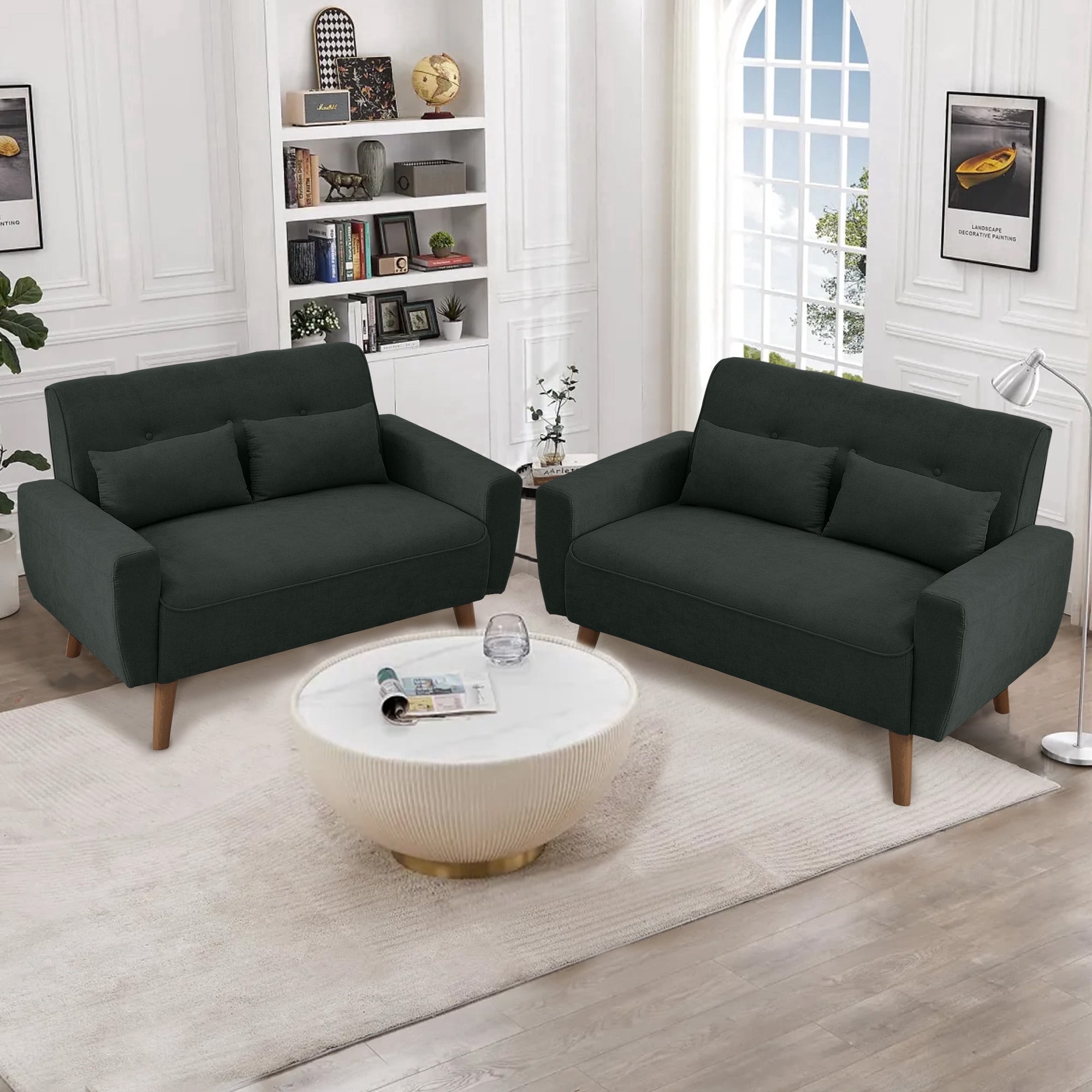 Soscana Set of 2 Small Loveseat 2-seater Sofa Couch Modern Love Seat ...