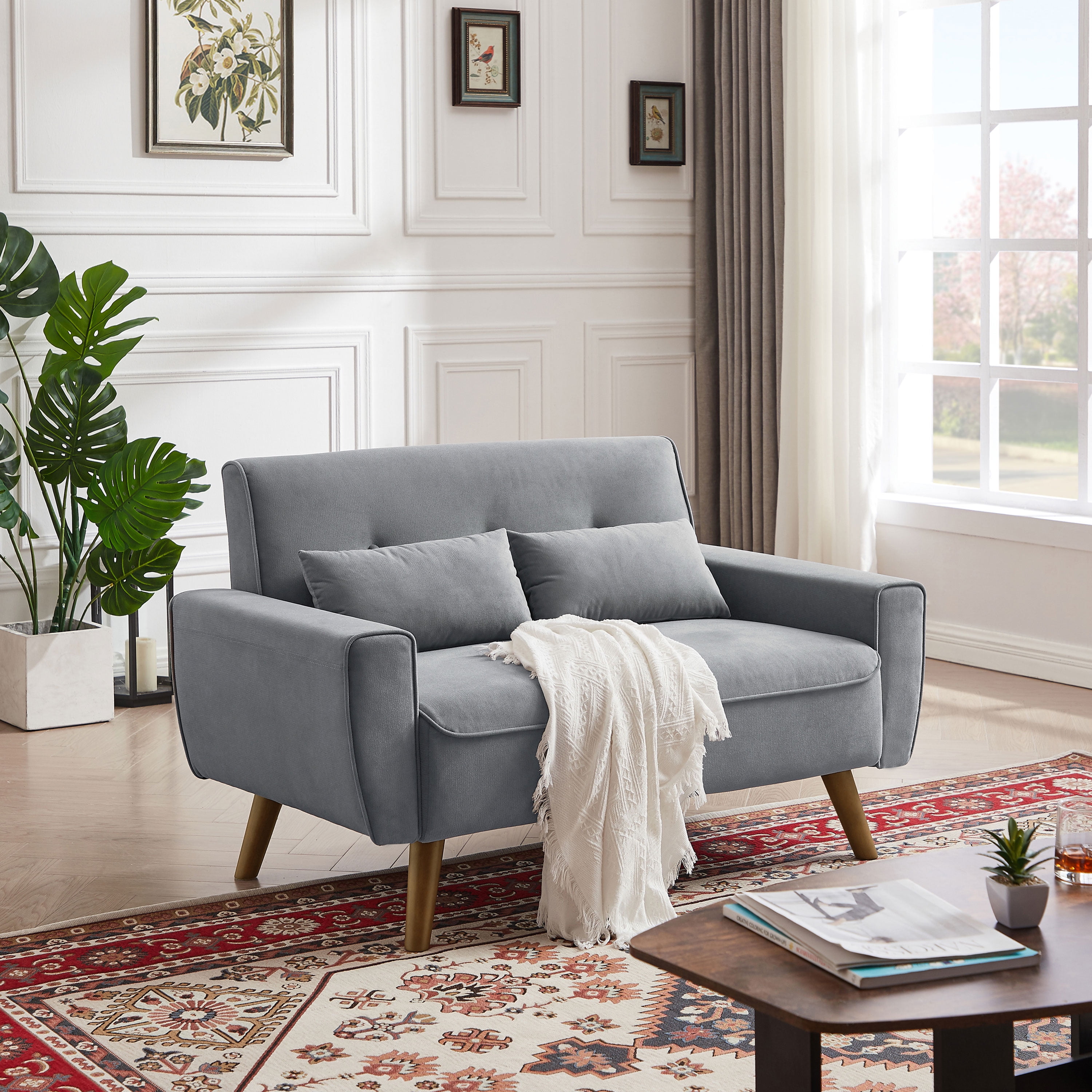 Soscana Small Loveseat 2-seater Sofa Mid Century Modern Love Seat Couch ...