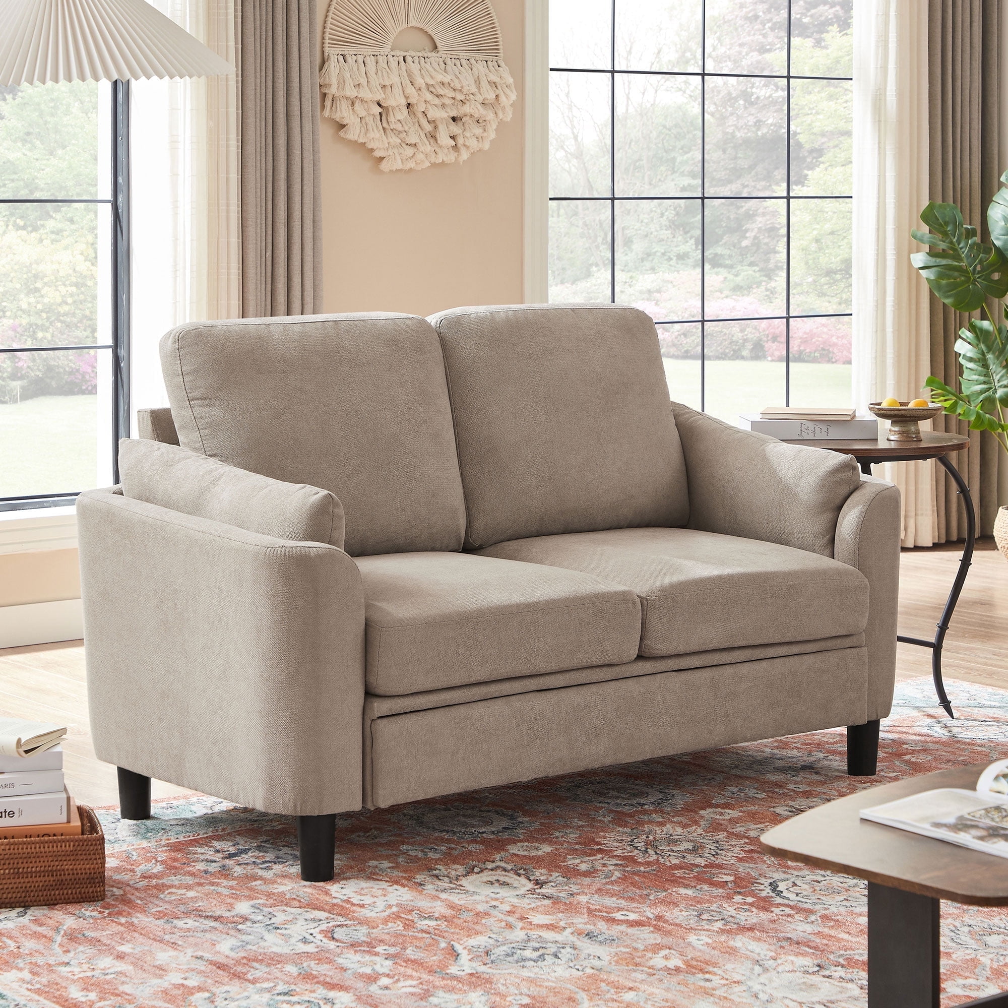 Soscana Small Sofa Couch Loveseat, 2 Seater Sofa for Living Room Apartment Bedroom Studio Office Small Space,Beige