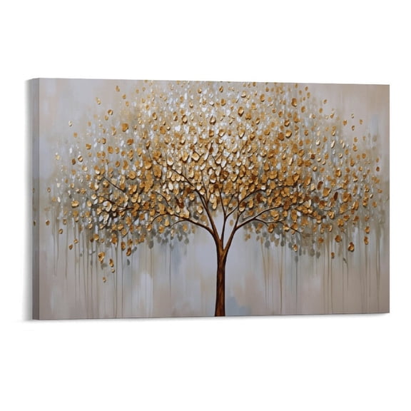 Soscooter Abstract Wall Art Gold Tree of Life Framed Artwork Canvas Painting Textured Tree Pictures Wall Decor for Living Room Bedroom Dining Room Home Office Decor,24x16 inches