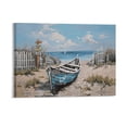 thumbnail image 1 of Soscooter Boat Canvas Wall Art Nautical Art Wall Decor for Living Room, Blue Teal Bedroom Picture Textured Beach Painting Framed Artwork Dining Room Home Office Kitchen,16x12 inches, 1 of 8