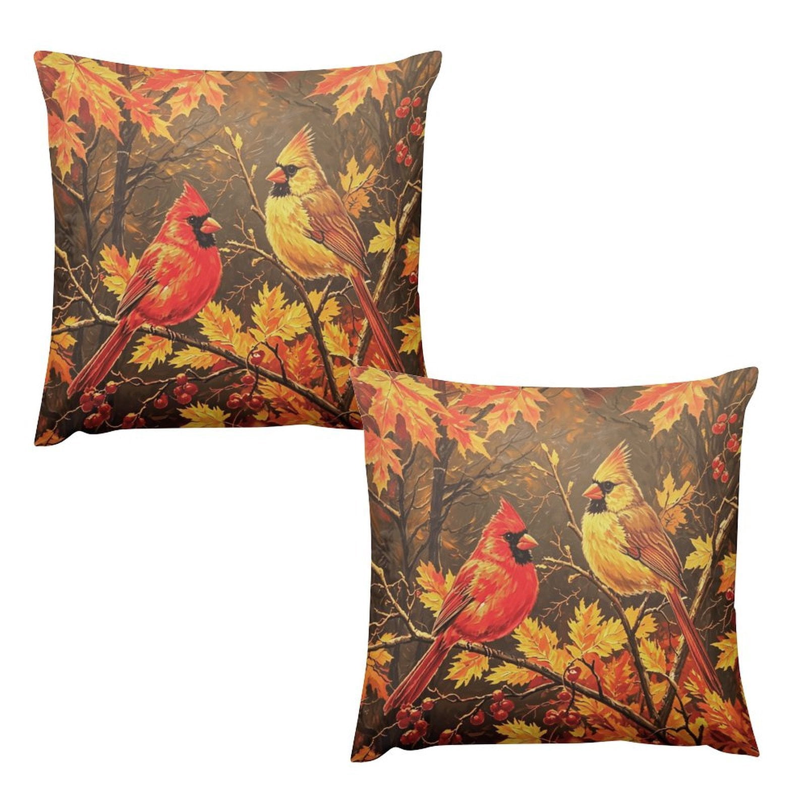 Soscooter Fall Cardinal Birds Pillow Covers 18x18 Inch Set of 2, Autumn ...