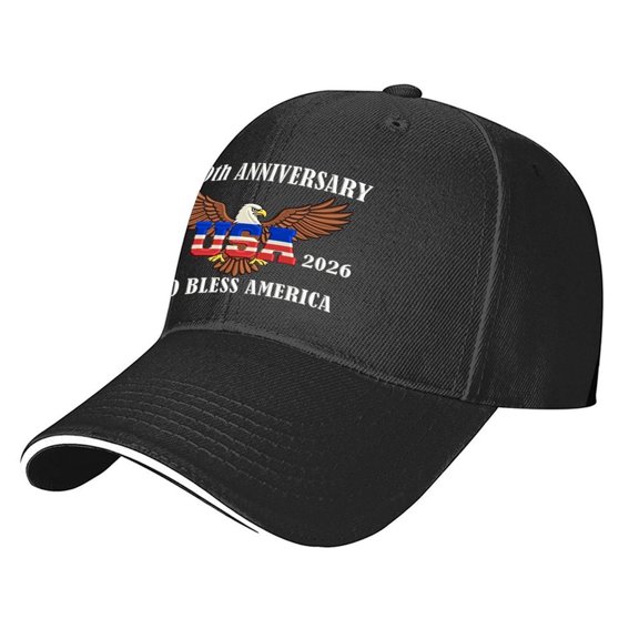 Soscooter God Bless America Patriotic Sandwich Baseball Cap, USA 250th Anniversary Independence Day Hat,Adjustable - black