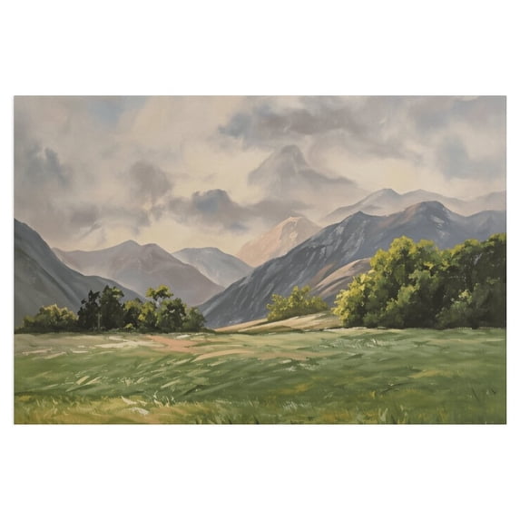 Soscooter Landscape Vintage Canvas Wall Art, Classical Prairie and Mountain Landscape Canvas Prints, Rustic Farmhouse Bathroom Office Decor, Large Wall Art for Home,24x16 Inch