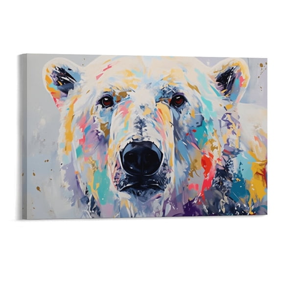Soscooter Wall Art Animal Picture Nursery Wall Decor Watercolor Polar Bear Canvas Painting for Toddler Room Decor Minimalist Cute Animals Poster Prints Artwork Home Decoration,18x12 inches