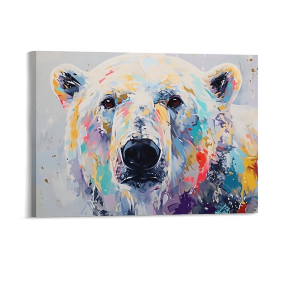 Soscooter Wall Art Animal Picture Nursery Wall Decor Watercolor Polar Bear Canvas Painting for Toddler Room Decor Minimalist Cute Animals Poster Prints Artwork Home Decoration,16x12 inches
