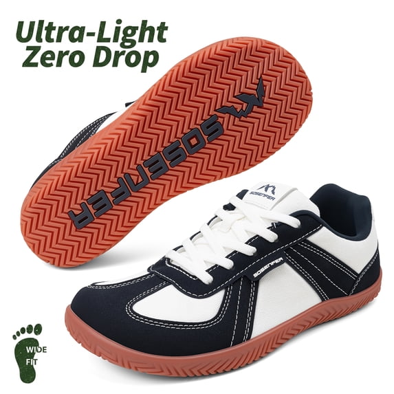 Sosenfer Barefoot Shoes Women Men,Wide Toe Box Zero Drop Unisex Walking Shoes,Non-Slip Lightweight Casual Sneakers for Women Men Blue