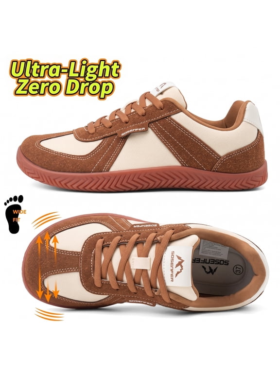 Barefoot Shoes Women Men,Wide Toe Box Zero Drop Unisex Walking Shoes,Non-Slip Lightweight Casual Sneakers for Women Men Brown