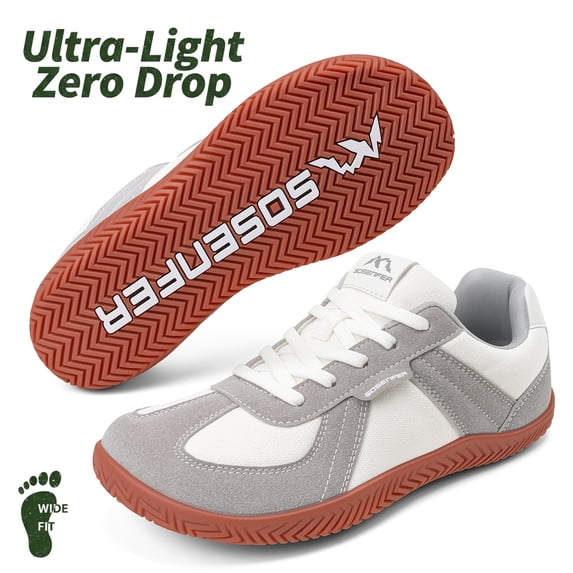 Sosenfer Barefoot Shoes Women Men,Wide Toe Box Zero Drop Unisex Walking Shoes,Non-Slip Lightweight Casual Sneakers for Women Men Gray