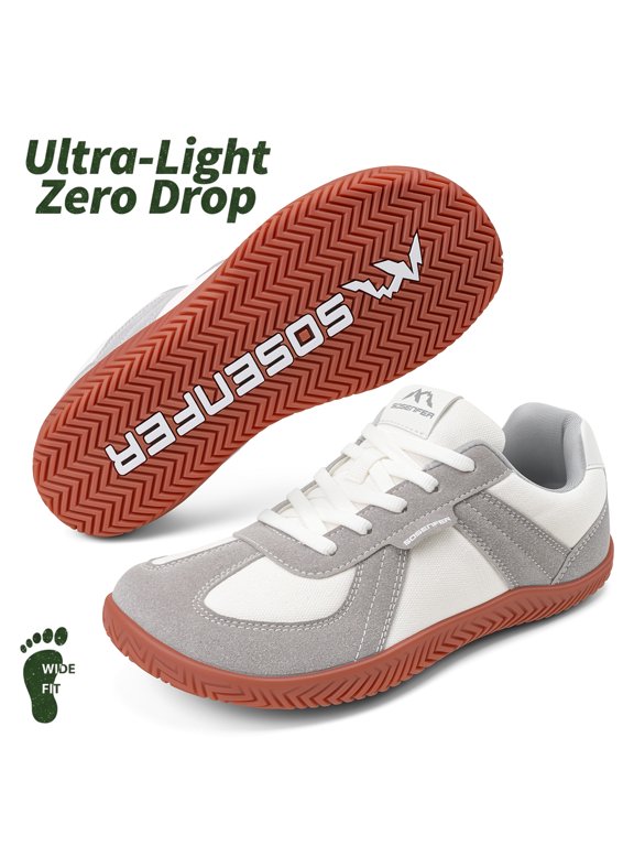 Barefoot Shoes Women Men,Wide Toe Box Zero Drop Unisex Walking Shoes,Non-Slip Lightweight Casual Sneakers for Women Men Gray