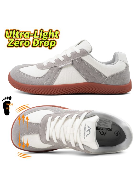 Barefoot Shoes Women Men,Wide Toe Box Zero Drop Unisex Walking Shoes,Non-Slip Lightweight Casual Sneakers for Women Men Gray