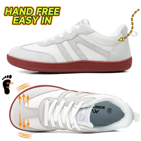 Sosenfer Hands-Free Slip-On Wide Toe Box Barefoot Sneakers - Men's and Women's Zero Drop Walking Shoes