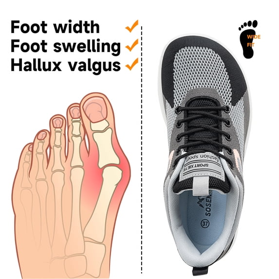 Sosenfer Hands-Free Slip-On Wide Toe Box Barefoot Sneakers - Women's Zero Drop Walking Shoes