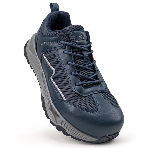 Sosenfer Men's Steel Toe Work Shoes, Wide Width Non-Slip Safety Sneakers Lightweight for Work and Everyday Wear