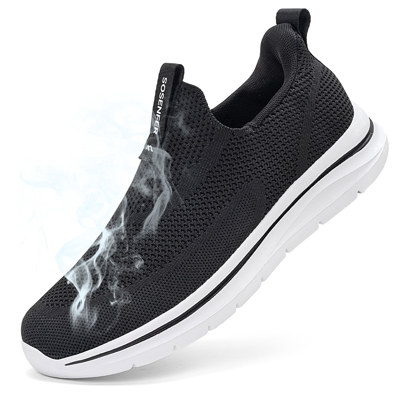 Zapatos para Hombre Transpirables sin Cordones, Fáciles de Poner, para Caminar y Correr, Negro