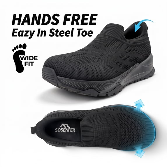 Sosenfer Steel Toe Shoes for Men,Wide Toe Box Composite Toe Mens Work ...