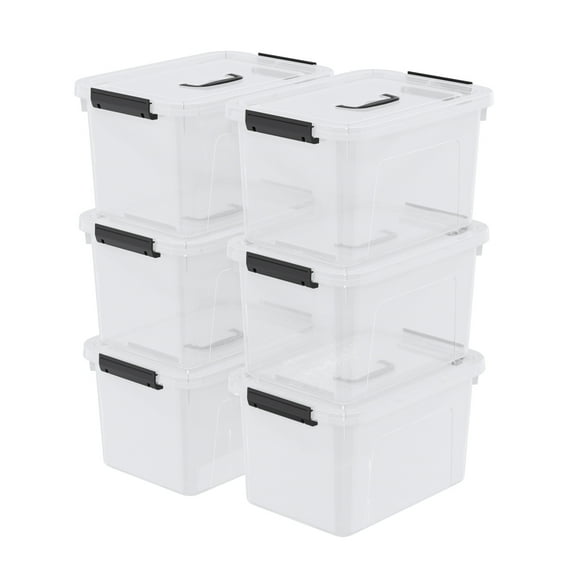Sosody 12 Quart Plastic Storage Bins with Lids, Plastic Storage Latch Box with Handle, 6 Packs