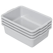 Sosody 35 L Large Plastic Commercial Bus Tub, 4 Packs Large Bus Box, Gray