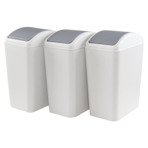 Sosody 4.5 Gallon Swing Top Garbage Can, Plastic Trash Bin with Lid, 3 Pack