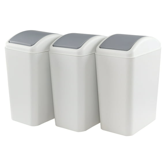 Sosody 4.5 Gallon Swing Top Garbage Can, Plastic Trash Bin with Lid, 3 Pack