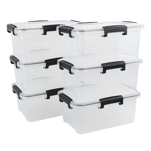 Sosody 6-Pack 12 Quart Clear Storage Latching Box, Plastic Latch Box with Lid