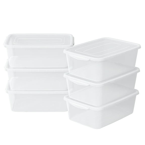 Sosody 6 Packs Clear Plastic Storage Box, Plastic Storage Latching Bin With Lid, 16 Quart