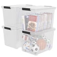 thumbnail image 1 of Sosody 70 Quart Large Plastic Storage Box, Clear Latching Bin with Lid and Wheels, 4 Packs, 1 of 8