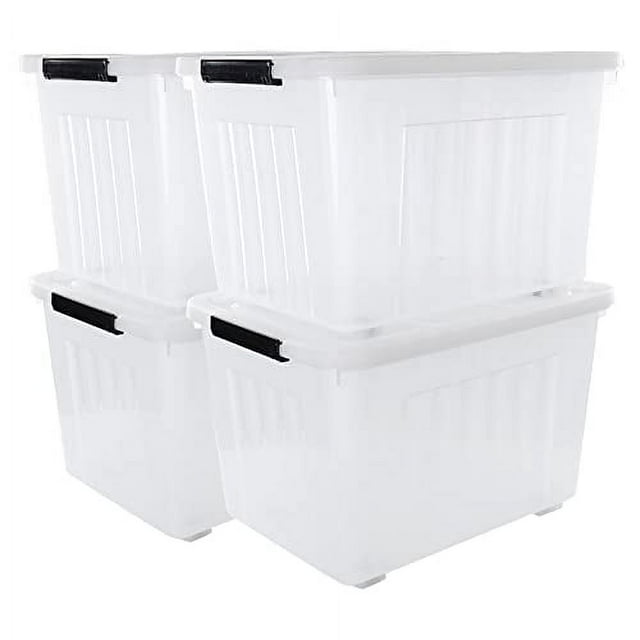 Sosody 70L Large Plastic Latching Storage Box, Clear Latch Storage Bin