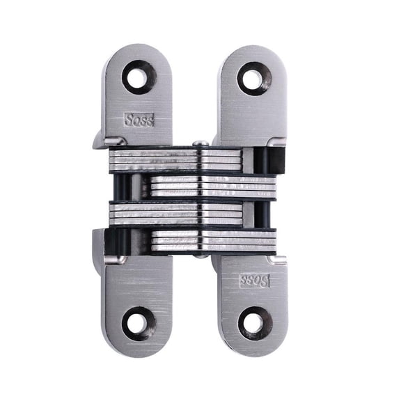 Soss 21615 1" x 4-5/8" Heavy Duty Invisible Hinge for 1-3/8" Doors Satin Nickel Finish