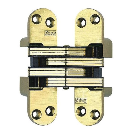 Soss Hinge,Invisible,Satin Brass,4 5/8 In 218US4