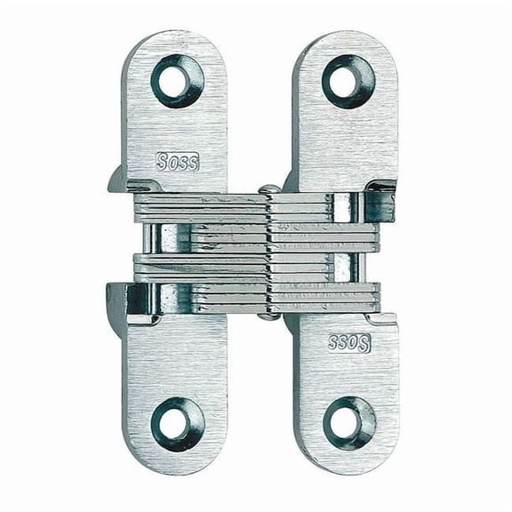 Concealed Hinge, Zamac/Steel, Full Mortise Mounting, 5/8 in Leaf W x 2 3/4 in Leaf H, Satin Chrome