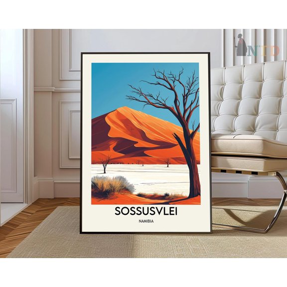 Sossusvlei Namibia Desert Poster, Stretched Canvas 8x10in