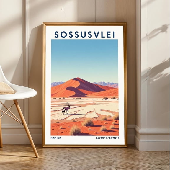 Sossusvlei Namibia Desert Print – Namibia Wall Art - Minimalist Landscape Poster - Africa Poster - Travel Art For Living Room - Office Decor, Unframed Canvas Size 12x18