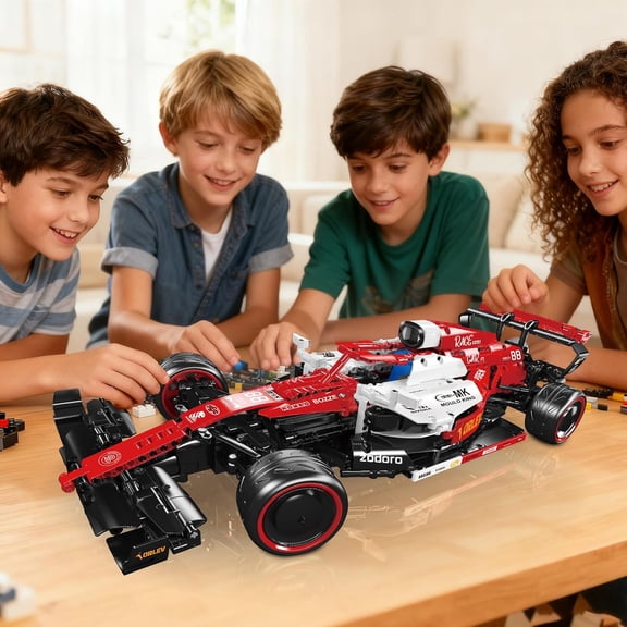 Sosuy Sports Car Building Blocks Set, Remote & APP Control, 1:10 Scale Technic Sets Race Cars Kits for Adults, STEM Building Model Car Birthday Toy for 14+ Teen Boy Kids Men Red