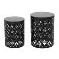Black Cylindrical Iron Outdoor Patio Side Tables Set