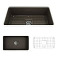 thumbnail image 1 of Sotto Undermount Fireclay 32 in. Single Bowl Kitchen Sink with Protective Bottom Grid and Strainer in Matte Brown, 1 of 6