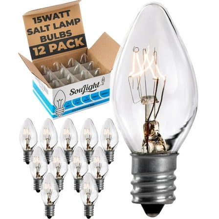 SouLight Incandescent 15W Light Bulbs, Salt Rock Lamp, E12 C7 (12 Pack)
