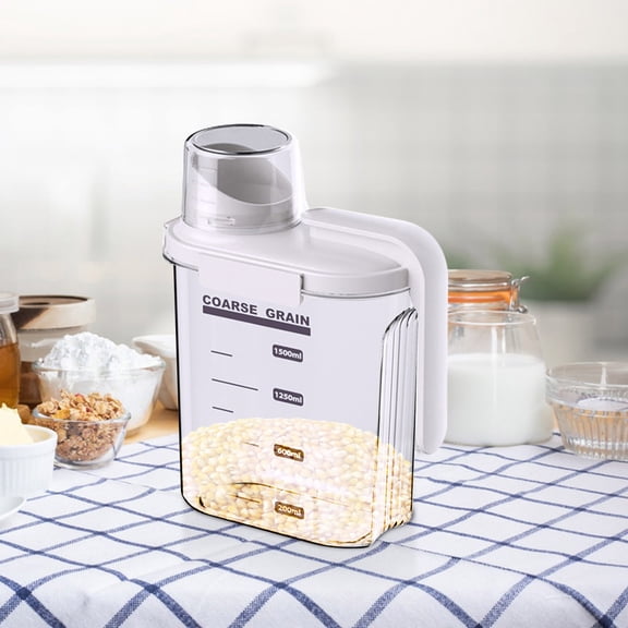 SouMaox Airtight Cereal Dispenser Clear Storage Container Grains Organization Pantry Bin Dry Goods Holder for Modern Kitchen Cabinets