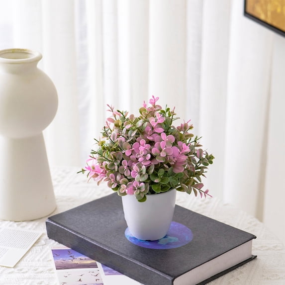 SouMaox Artificial Eucalyptus Flower Potted Greenery Lifelike Foliage Home Office Decor