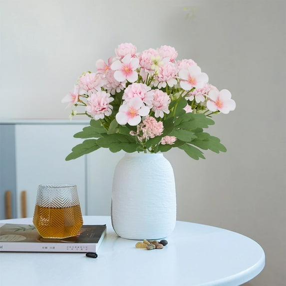 SouMaox Artificial Hydrangea Chrysanthemum Bouquet Lifelike Petals Elegant Floral Arrangement Table Decor for Wedding Reception Home