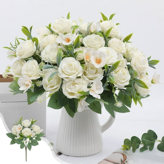 SouMaox Artificial Rose Bouquet Realistic Floral Arrangement Vibrant Greenery Home Aesthetic Improvement for Wedding Party Table Decor