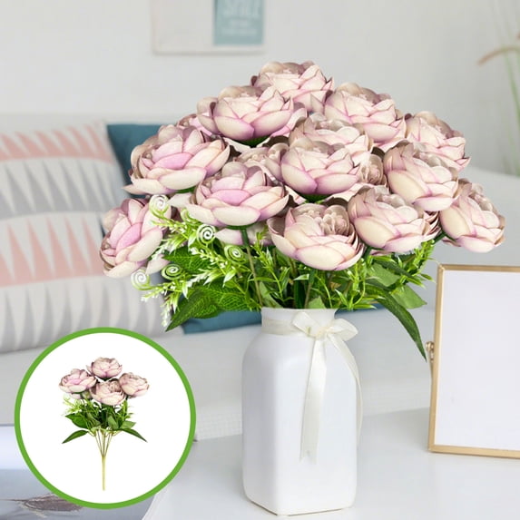 SouMaox Artificial Rose Bouquet Realistic Foliage Vibrant Bloom Clusters Home Decor Floral Arrangement for Interior Tabletop Embellishment