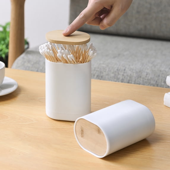 SouMaox Automatic Toothpick Dispenser Press Eject Swab Holder Storage Box for Bathroom Kitchen Office Desktop Organization