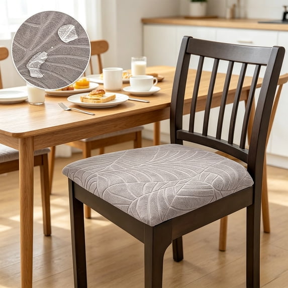 SouMaox Chair Seat Cover, Stretchable Desk Chair Slipcover, Washable Fabric Seat Protector for Dining Room, Office Chair, Home Use, 21" x 21" Gray