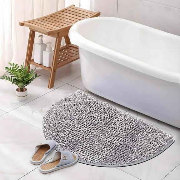 SouMaox Chenille Half Round Rug, Plush Water Absorbent Floor Mat, Semicircle Entryway Carpet, Indoor Step Surface, for Apartment Doorways
