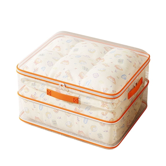 SouMaox Clear Mesh Storage Bin, Compressible Travel Organizer, Water-Resistant Packing Bag, Home Space Saving Container for Bedroom Closet