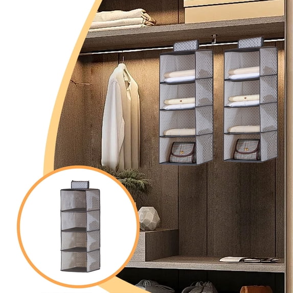 SouMaox Closet Hanging Organizer Foldable Multi Tier Wardrobe Storage Cubes Dust-Resistant Vertical Clothes Sorting for Home Bedroom Pantries